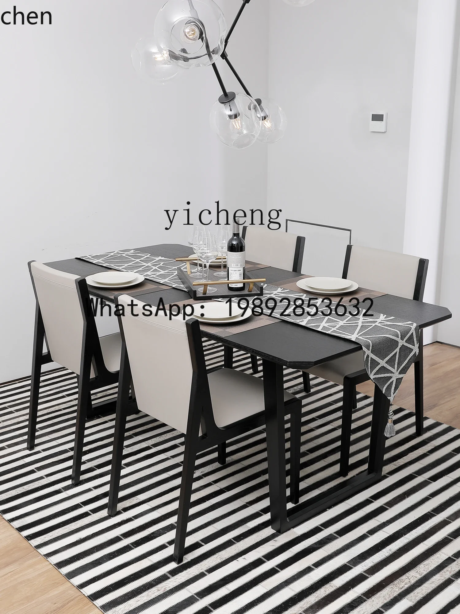 

W5.9 solid wood dining chair Nordic modern simple leather creative dining table and chair combination home restaurant back chair