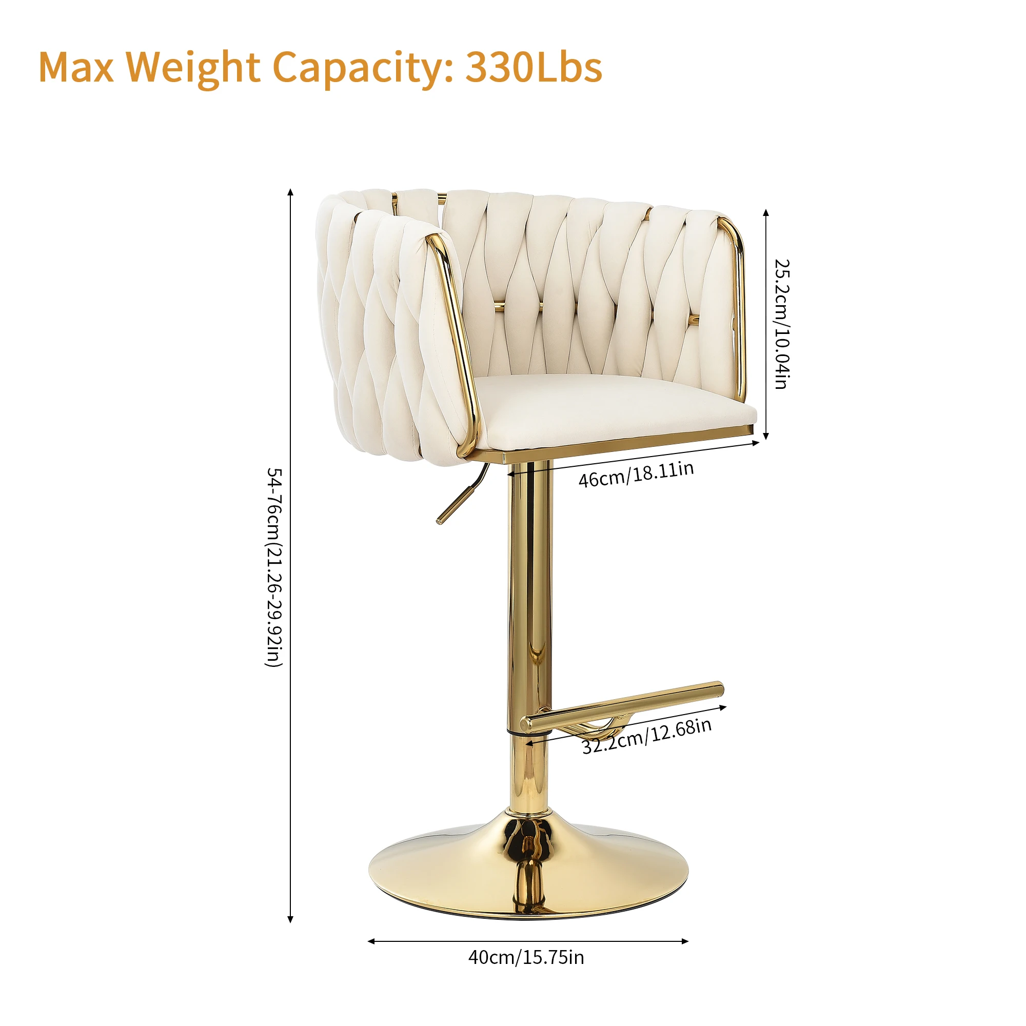 Set di 2 sedie da Bar in velluto, sgabello da Bar, sgabello da bancone girevole in metallo regolabile in altezza e 360 gradi con schienale e