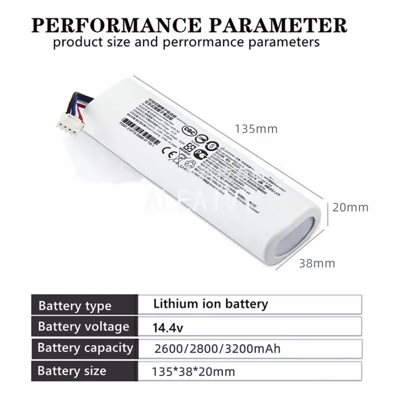 Bateria de substituição de íon-lítio 14.4v 5200mah para xiaomi mi robô aspirador de pó 2c xmstjqr2c/stytj03zhm/P2051-4S1P-ZM bateria