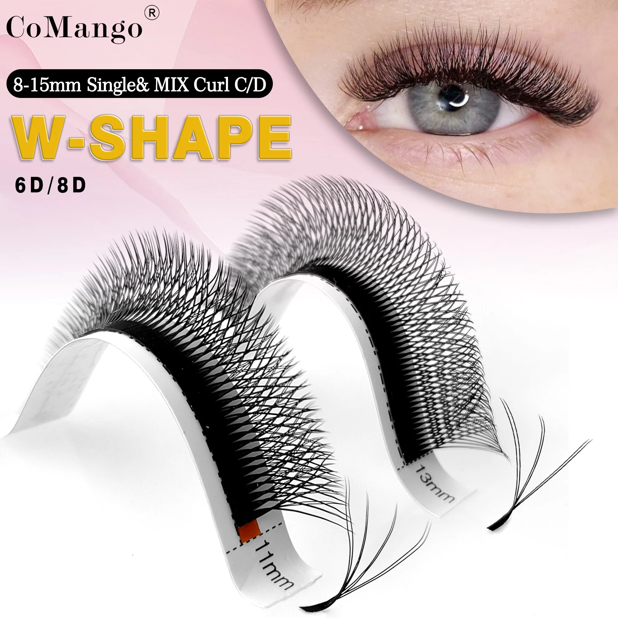 CoMango W-vorm Automatische bloeiende bloei 1/3/4/5/6/8D Premade Fans Wimperextensions Natuurlijk zacht licht Volledige dichte make-up