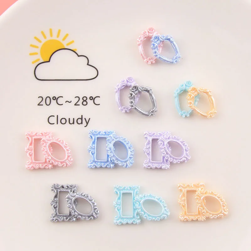 20Pcs Nail Art Photo Frames Design Resin Charms 3 Shapes DIY Resin Art Supplies For Nail Art Decoration Hollow Gem Stones