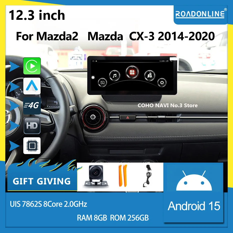 

For MAZDA 2 MAZDA2 CX-3 CX3 2014 - 2020 1920*720 Resolution UIS 7862S 8-core 8+256gb Car Navigation CarPlay Car Radio Multimedia