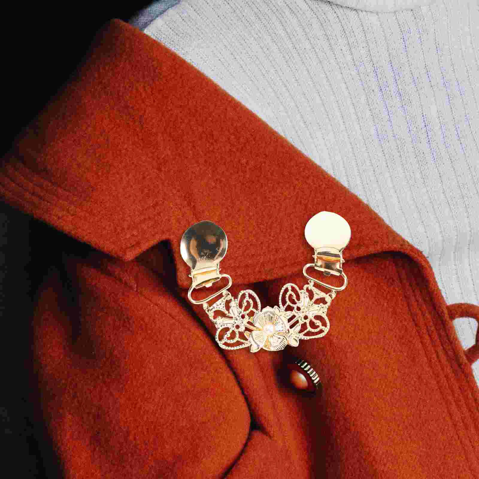 4 Pcs Sweater Clip Pearl Scarf Sweaters for Women Clothing Cinch Clips Ladies Cardigan Clasp Dress to Hold Together Miss