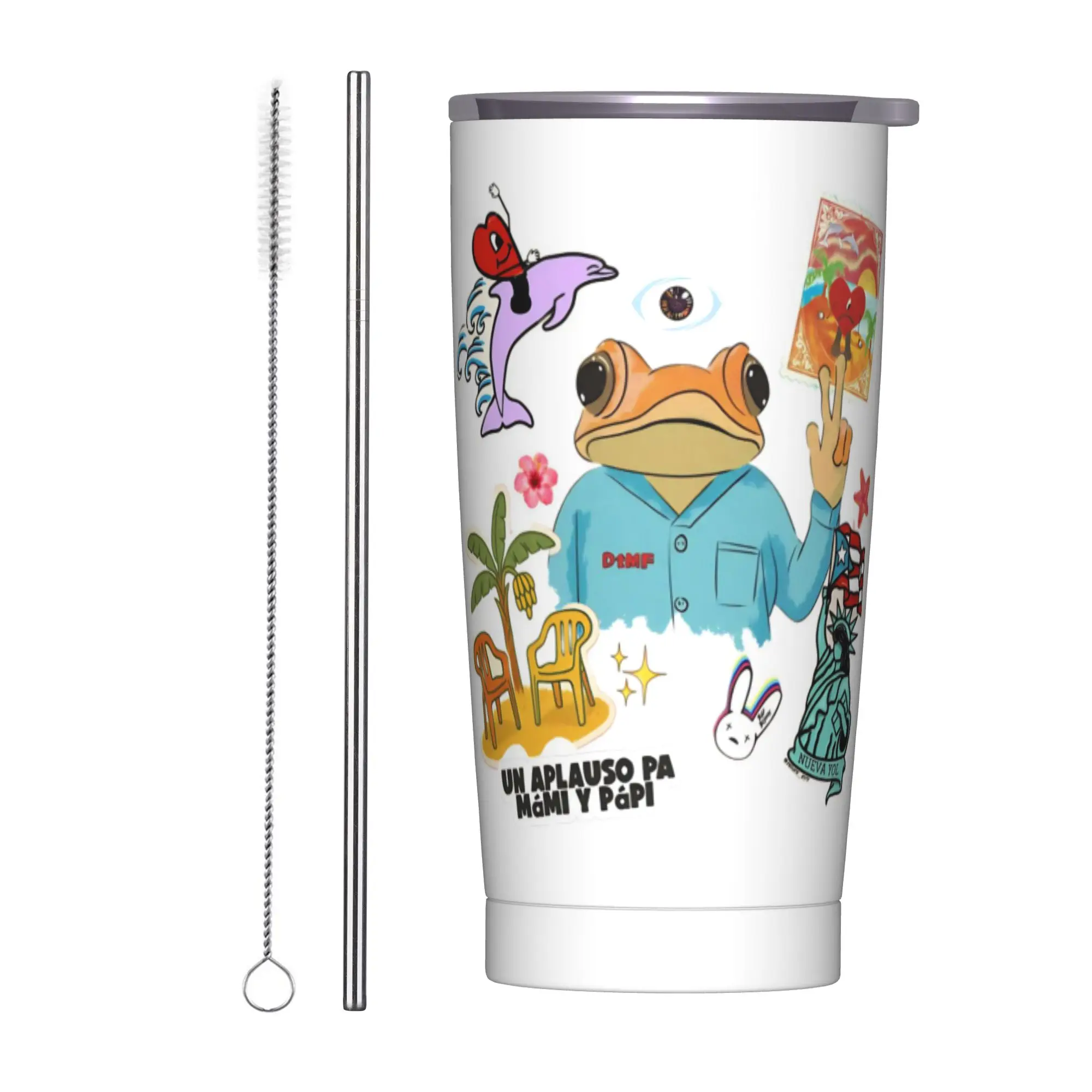 Bad Bunny DTMF Tour 2026 Tumbler Vacuum Insulated  Coffee Cups Vacuum Flask Outdoor Mug Water Bottle 20oz