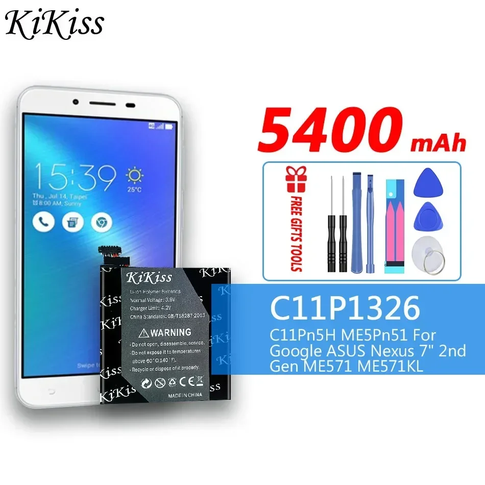 

Аккумулятор C11Pn5H ME5Pn51, 5400 мАч, 15 Вт/ч, для ASUS Google для Nexus 7, 2nd Gen ME571, ME571KL, C11P1326 + Бесплатные инструменты