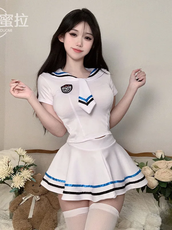 Fun Underwear Female Sexy and Pure JK Sailor made Clothing Bed Temptation Maid Cos Set dress elegant roupas feminina white 5AX4