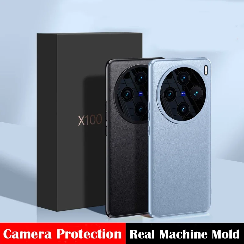 

coque For VIVO X100 Case Luxury Plain PU Leather + Silicone Ultra thin Camera Lens Protection Cover For Vivo X100 Pro ケース