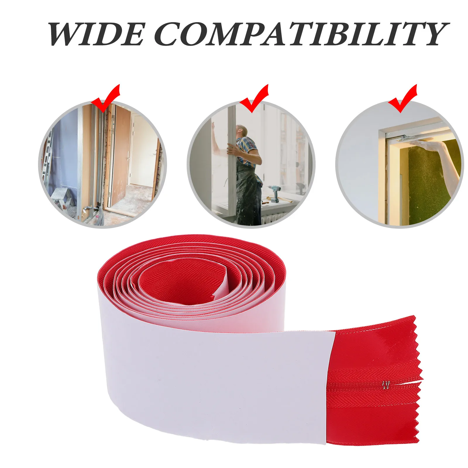 Dust Barrier Zipper Door Cover Heavy-Duty Plastic Sheet Peel-and-Stick Installation for Home Renovation Construction Painting