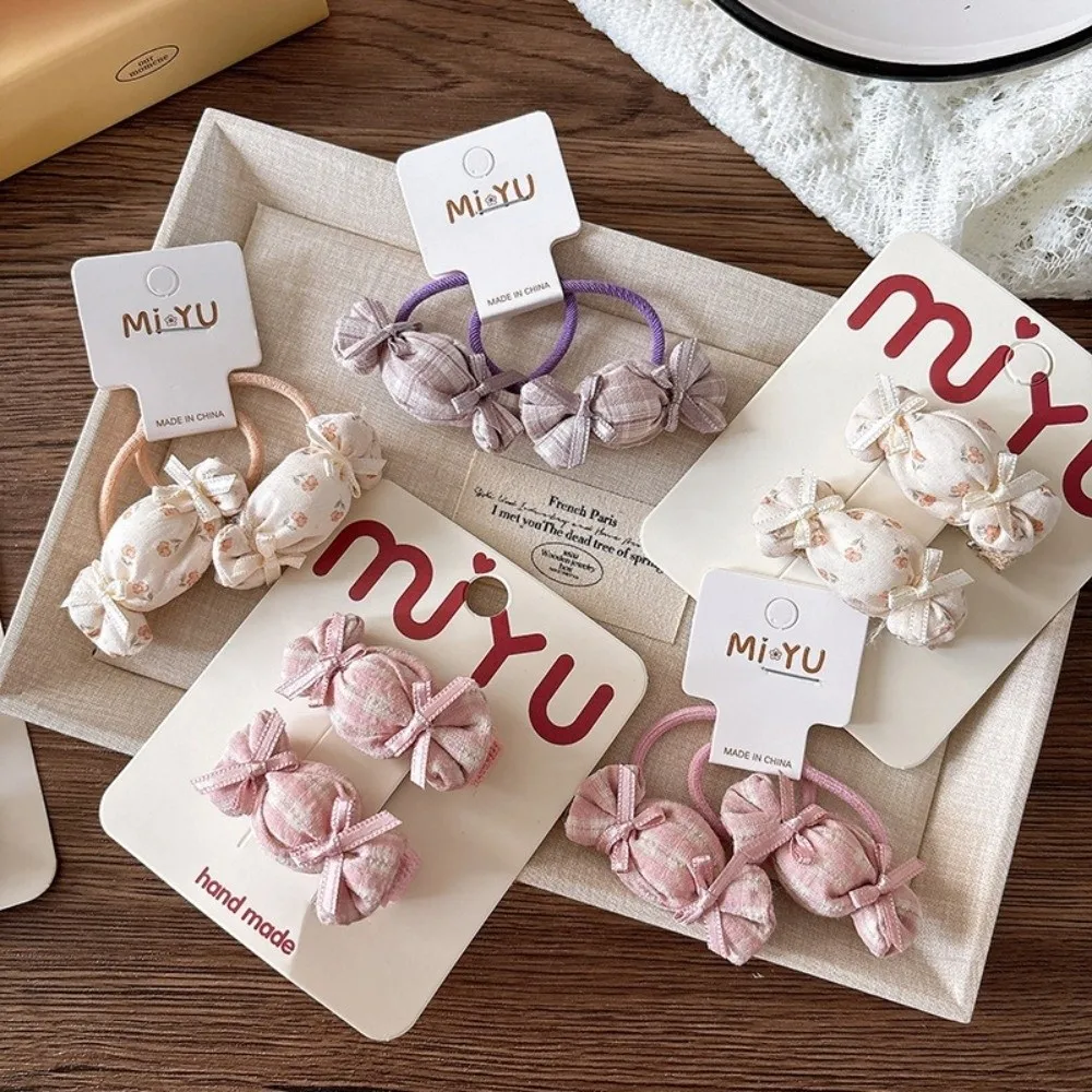 

2 шт./компл., модные милые детские заколки для волос ярких цветов, тканевая клетчатая заколка для волос, веревка для волос, аксессуары для волос