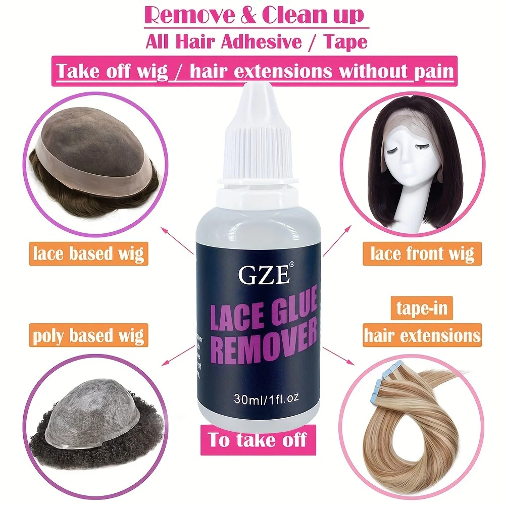 GZE LACE GLUE REMOVER - Professional Formula for Easily Removing Adhesive from Hair System, Lace Wigs, Toupees Without Residue
