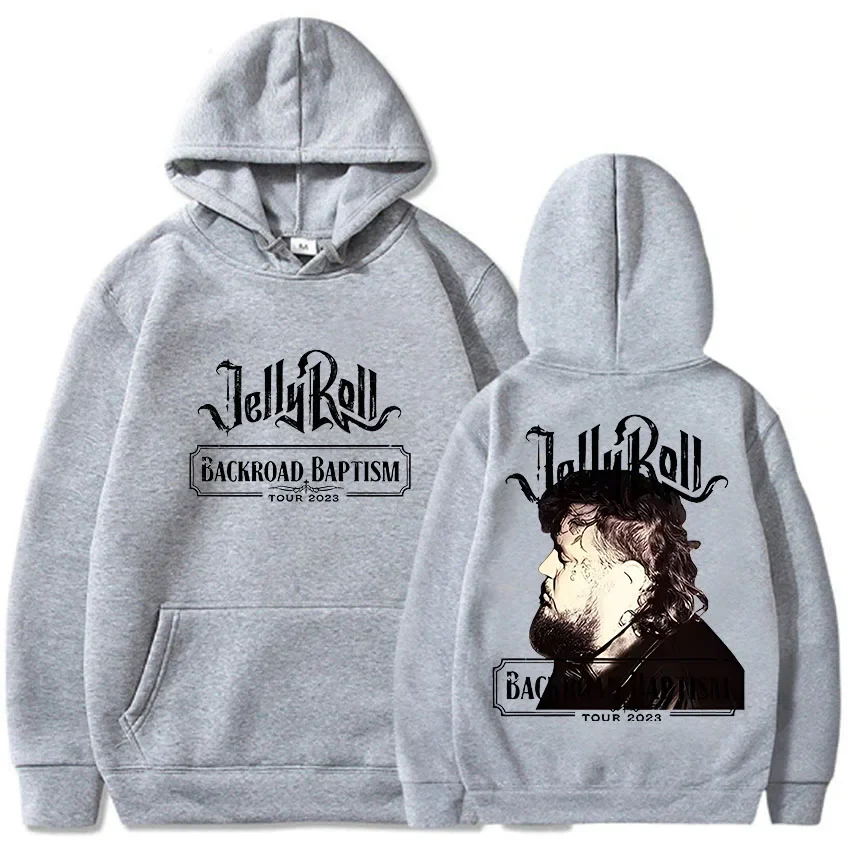 2025 Jelly Roll Long Sleeved Fleece Hoodie Back Print  Hip Hop Sweatshirts Gothic Hooded Clothing Fashion Retro Classic Simple