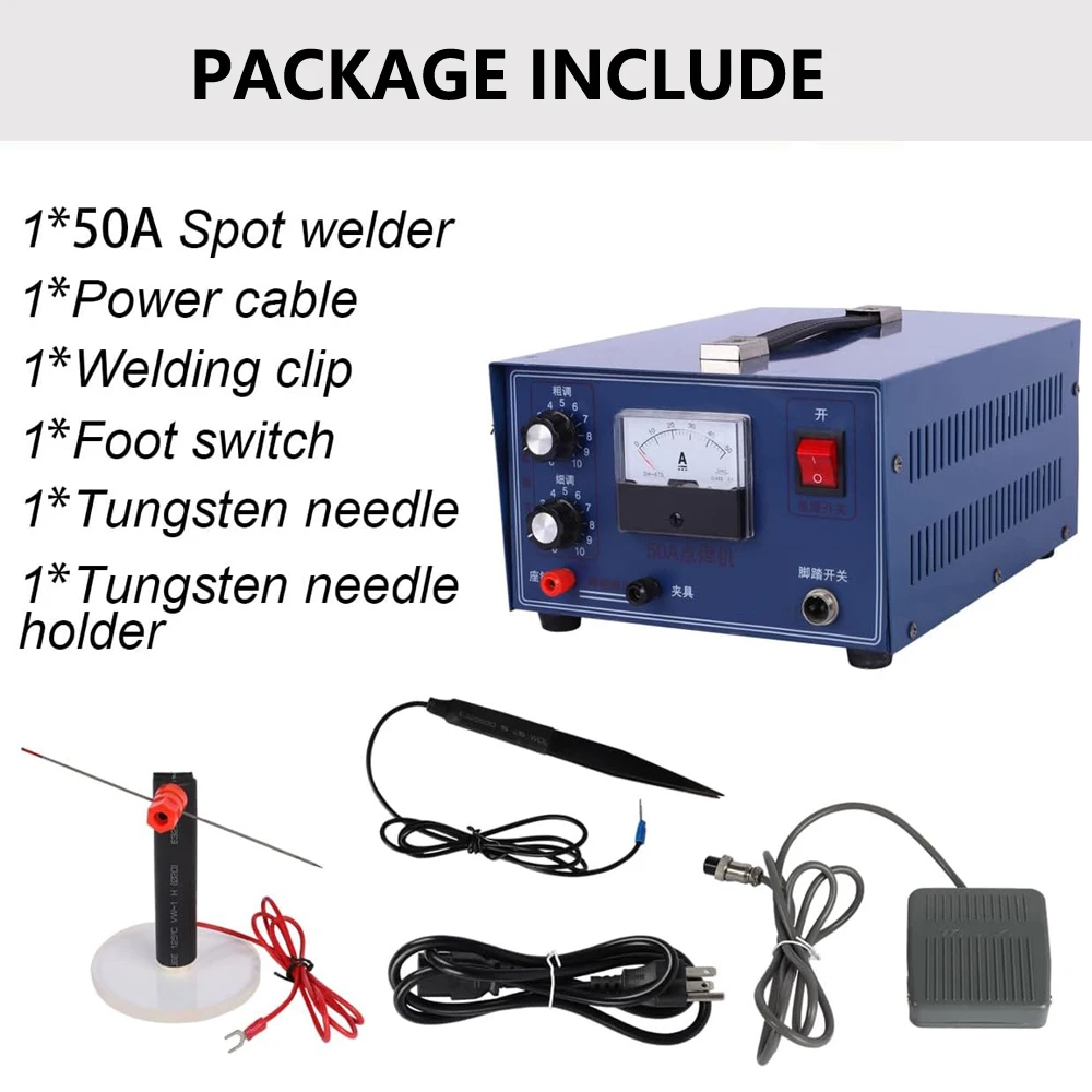 ماكينة لحام البقعة النبضية للمجوهرات 50 أمبير: ماكينة لحام محمولة 400 وات 110 فولت/220 فولت للذهب/الفضة/البلاتين - ماكينة لحام نقطي معدنية #2