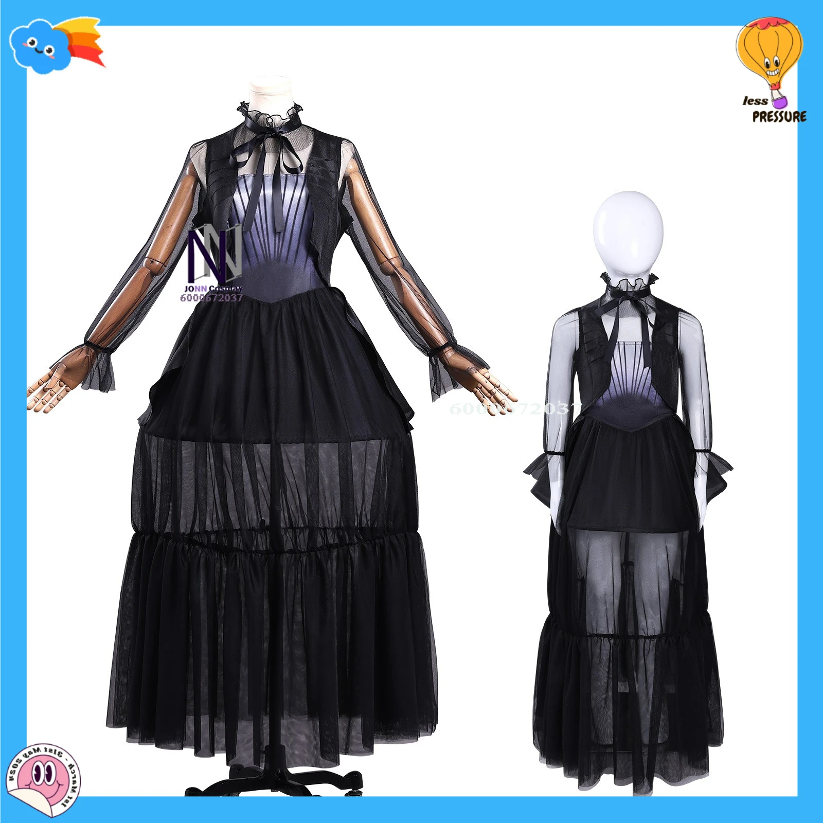 

Popular New Movie Character Cosplay Costume Anime Black Lace-Up Dress Female Lead Roleplay Comic Con Halloween Party Outfit Set