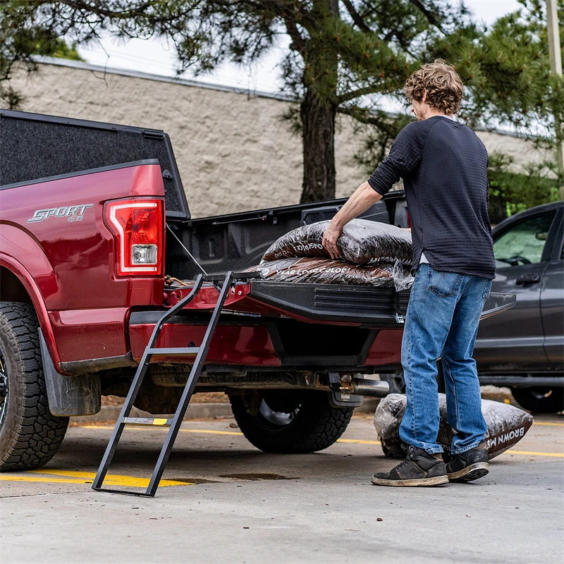 Pickup Truck Tailgate Ladder Truck Tailgate Ladder Foldable Compatible for Pickup Truck\'s Bed Aluminum Step Grip Plates