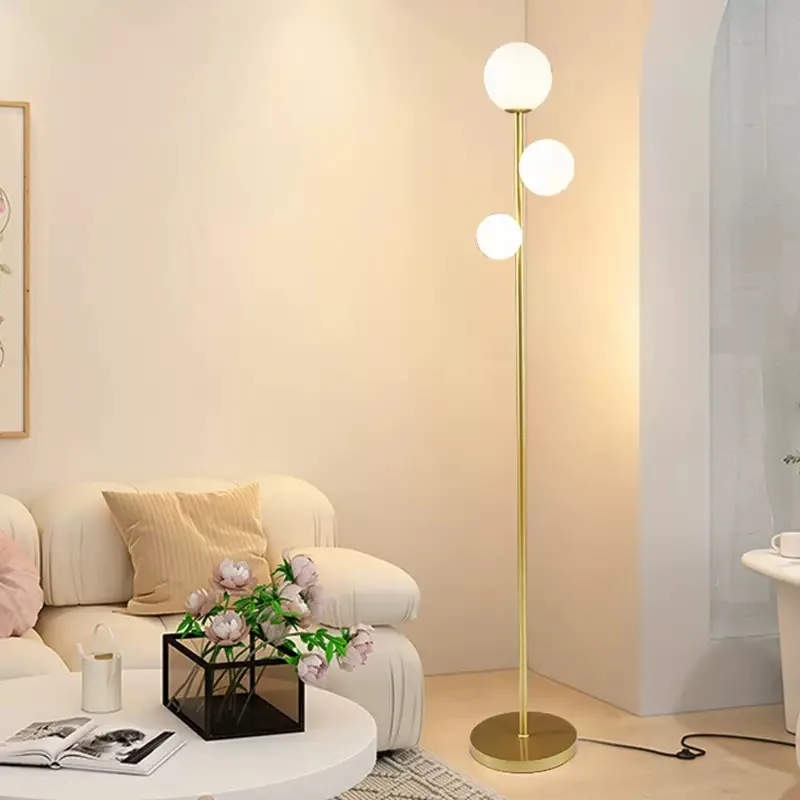 

Modern Glass Floor Lamps LED Round Balls Living Rooms Sofa Decorative Standing Lighting Minimalist Bedroom Bedside E27 Fixtures
