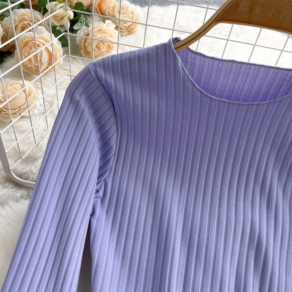 Chemisier plissé Chic à manches évasées, col rond, Slim, Sexy, chemise douce pour femmes, Streetwear, mode coréenne, haut court Y2k