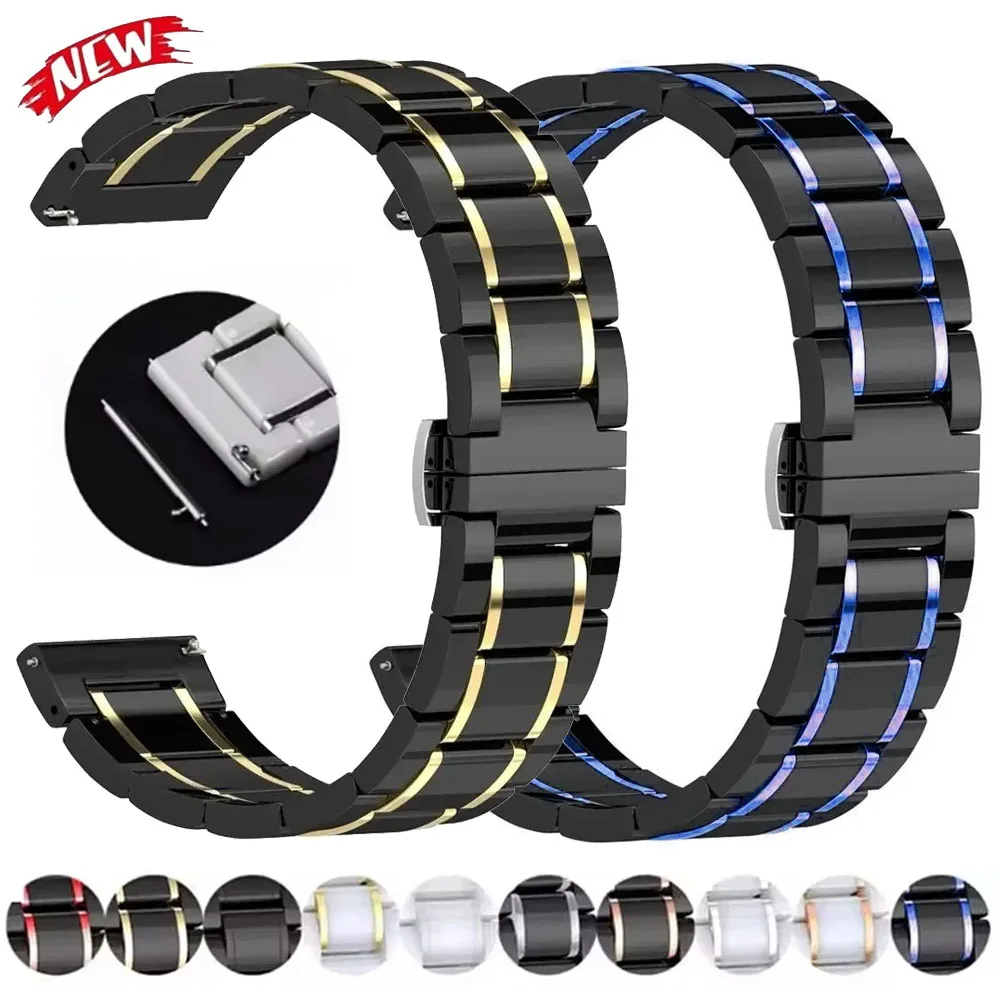 20mm 22mm Ceramic+Metal Strap For Garmin Forerunner 970 570 165 965 265 55 Wristband Garmin Approach S50/Vivoactive 6-5/Venu 3/4