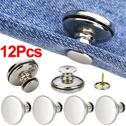 4/12pcs Jeans Button Pins Adjustable Detachable Pants Snap Fastener Sewing-free Metal Buckle for Loose Waist DIY Clothing Button