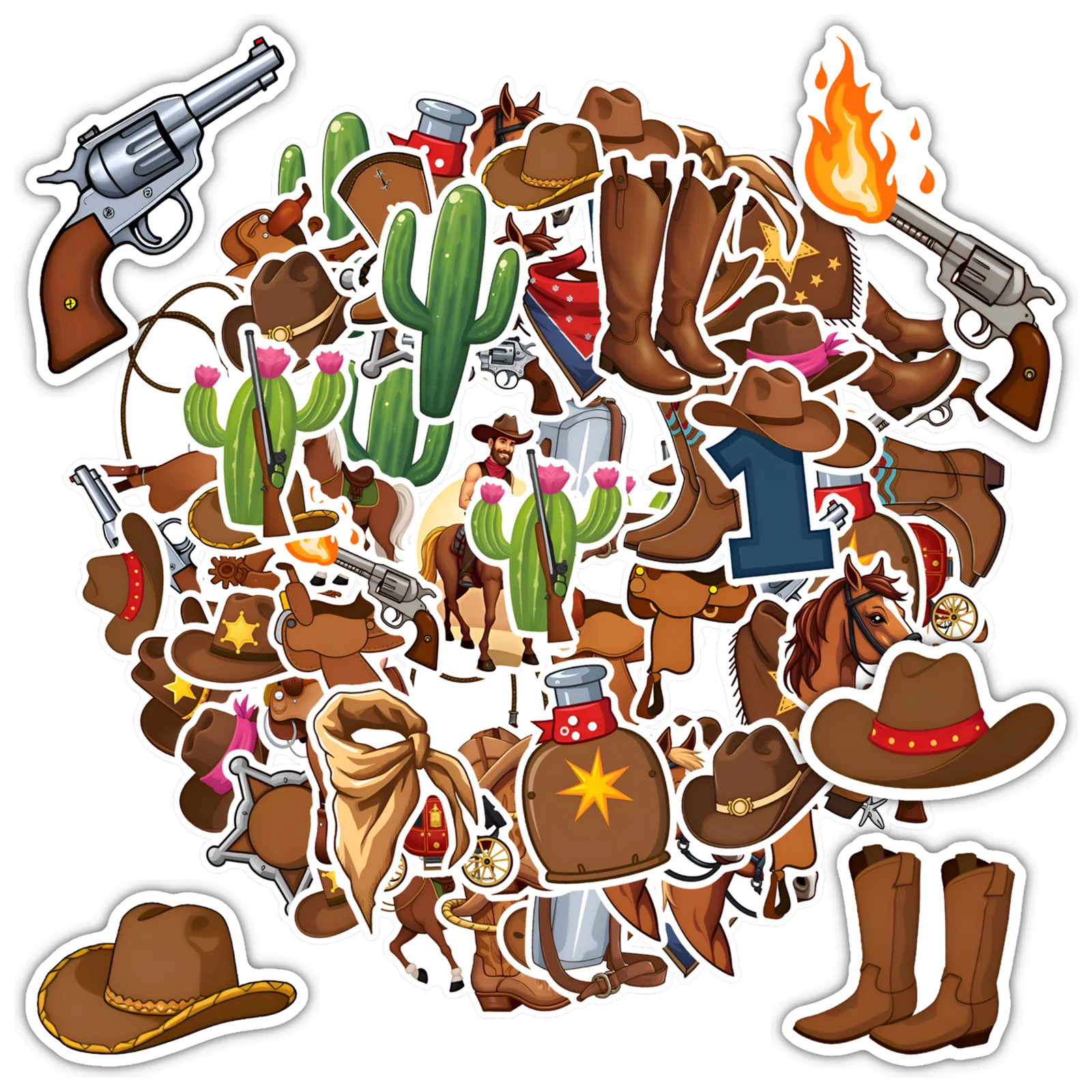 35 шт.-50 шт., приключенческие ковбойские наклейки, ретро шериф, ПВХ наклейка, западные наклейки для ноутбука, мотоцикла, багажа, телефона, ноутбука