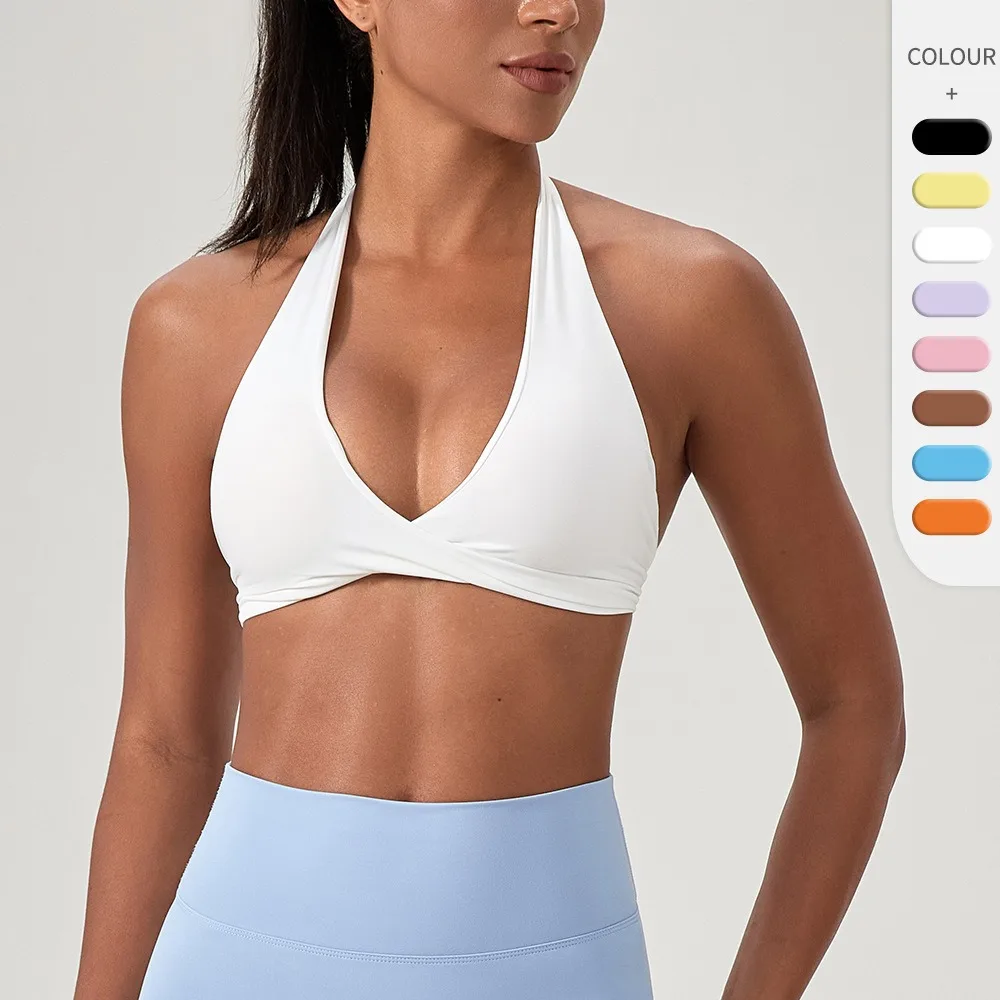 

Женский спортивный бюстгальтер-топ для йоги с открытой спиной, без косточек, с подкладкой, для тренировок в зале, хит продаж