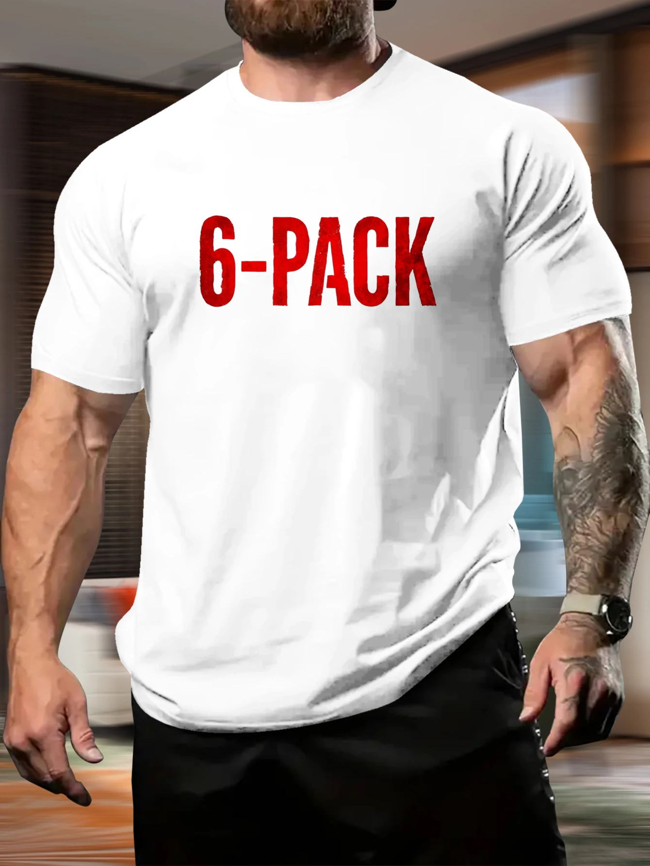 

Мужская футболка с короткими рукавами и рисунком — повседневная футболка с ярким красным принтом, идеально подходит для повседневной одежды для любителей спортзала