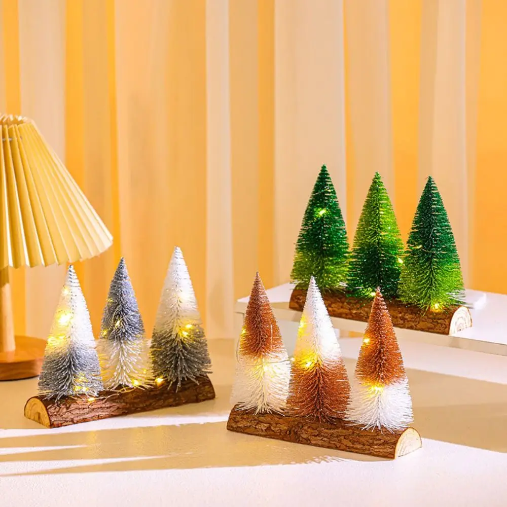 Mini Christmas Tree Ornament Creative Handmade Snow Pine Tree Artificial Double Color Micro Landscape Model Home