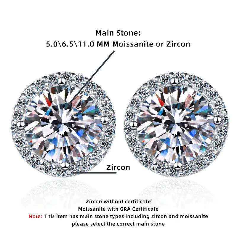 SG 925 Sterling Silber 0,5/1/5 Karat Moissanit Runde Ohrringe Zirkon Moissanit Schmuck Weihnachtsgeschenk D VVS1 Für Frauen – Detail 8