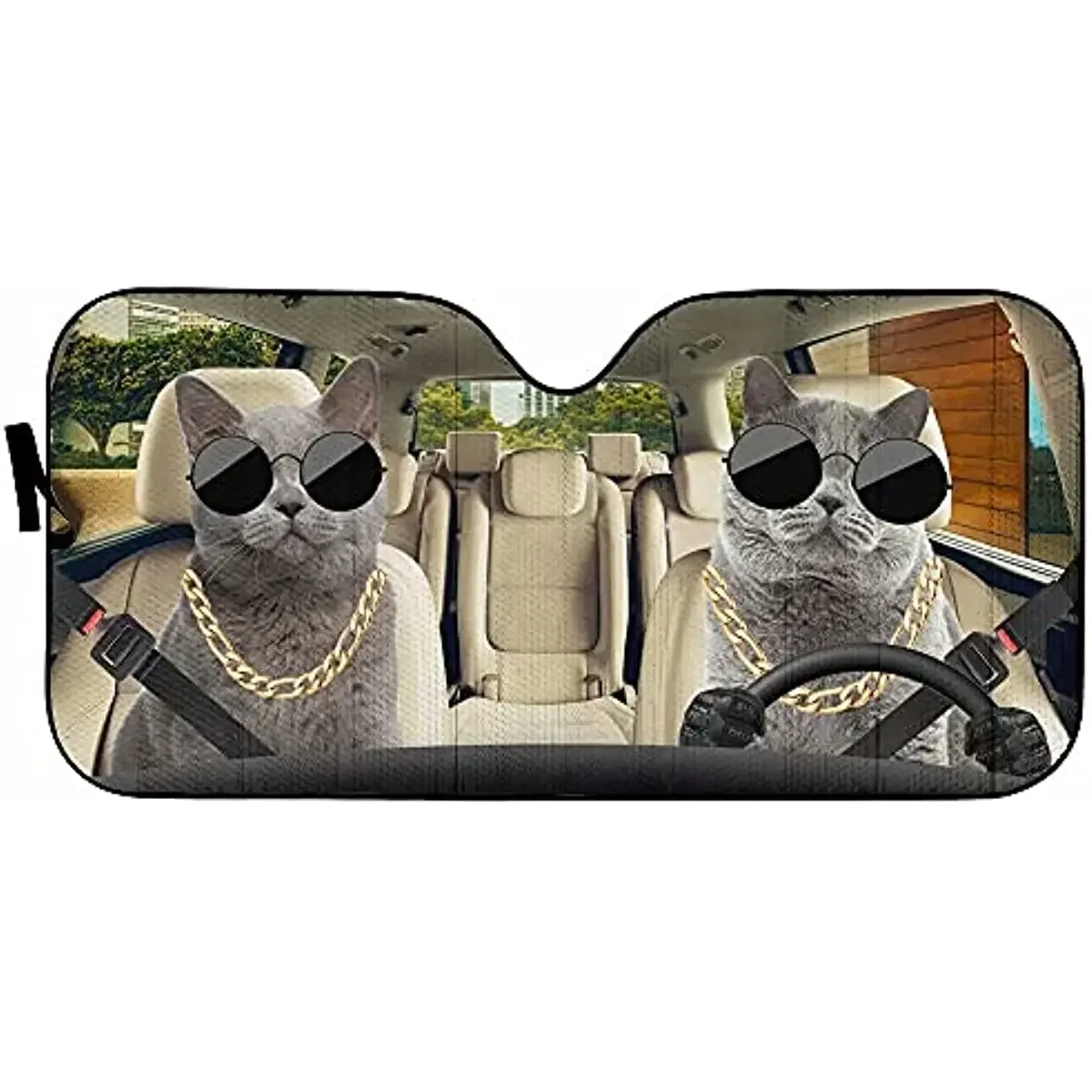 Funny Punk Cool British Shorthair Cat Front Window Sun Shade Cat Lover Car Sun Shield Windshield Sun Reflector Car Seat Sunshade