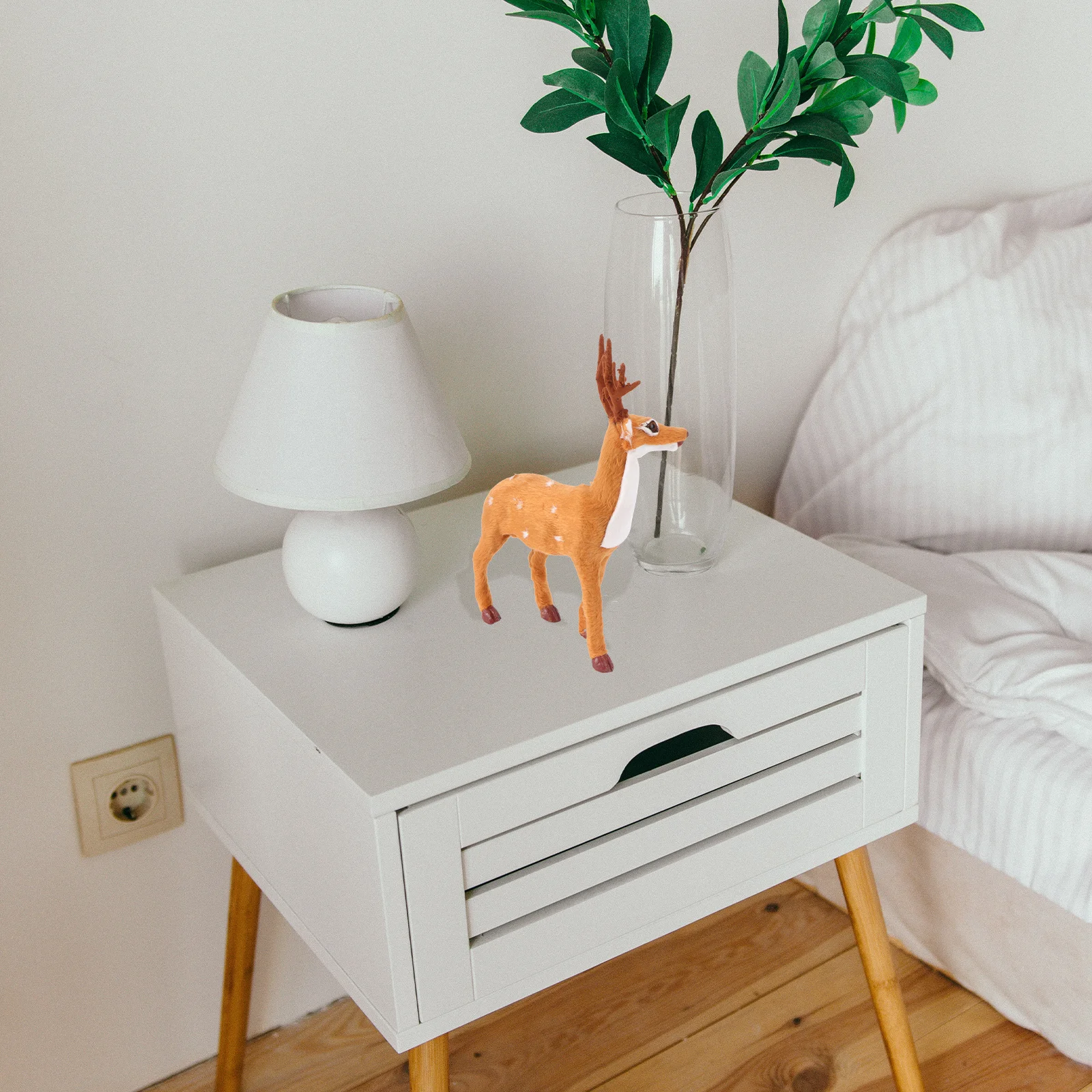 

Christmas Deer Desktop Ornament Top-Class Plastic Flocking Reindeer Home Decor Unique Holiday Gift Festive Atmosphere