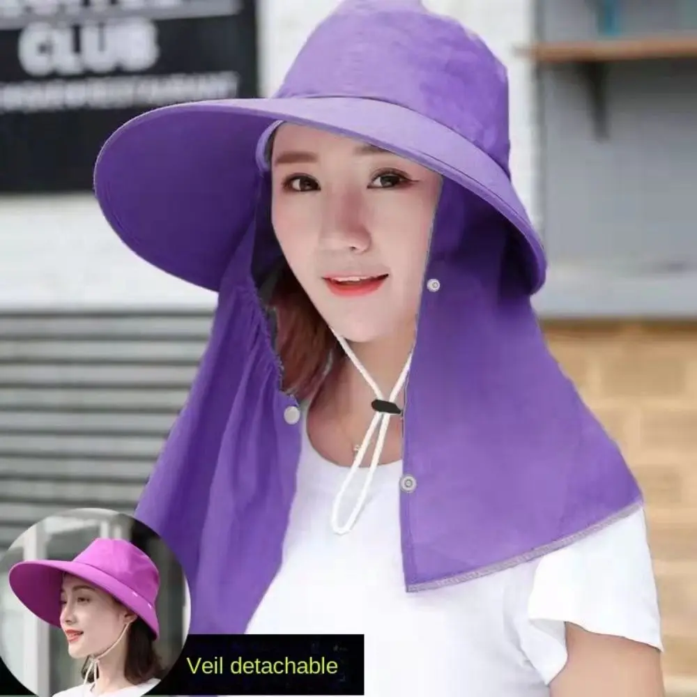 New Wide Brim Sunscreen Hat Detachable Neck UV Protection Sun Visor Hat Neck Protection Cap Outdoor Sports