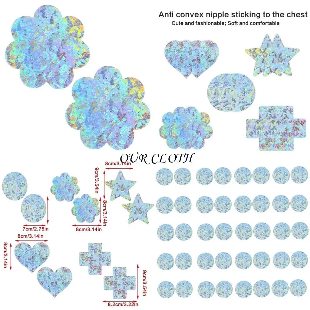 20 paires Colorful Ice Crack Nippes jetles autocollants pasties auto-adhésives Couvre les pétales sein pour femmes y1ac
