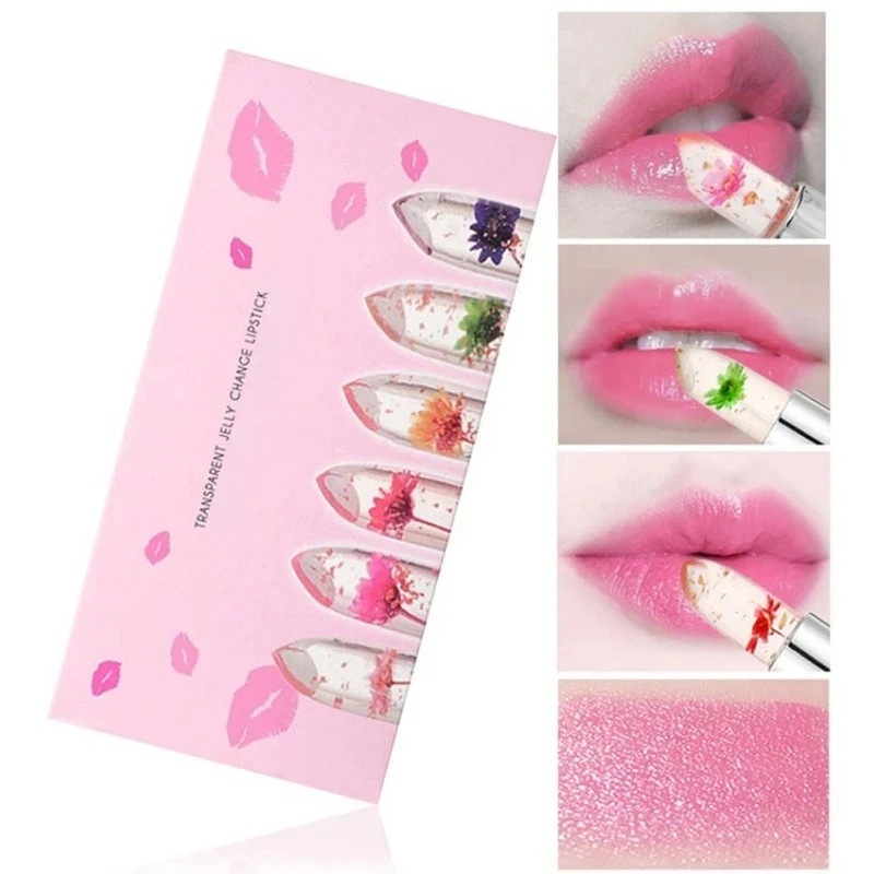 Make-up 6 stücke Lippenstift Set Blume Gelee kristall klare lang anhaltende Feuchtigkeit Lippen Farbwechsel rosa Lip gloss Kosmetik 2024