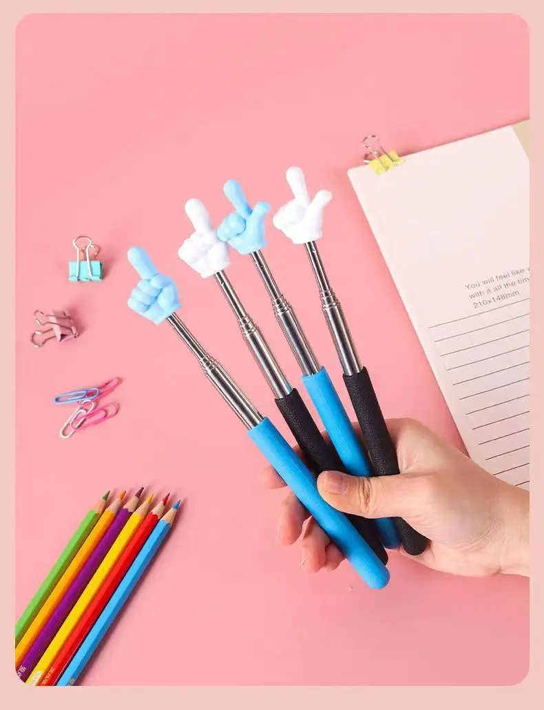 1 قطعة مؤشر المعلم قابل للسحب تصميم الاصبع الفولاذ المقاوم للصدأ تلسكوبي مدرسة التدريس مؤشر عصا لوازم المعلم فئة