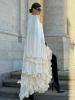 Solid White Ruffle Maxi Dress Women Fashion Lace Pleated Sleeveless Off-shoulder Long Dresses Lady 2026 Summer Holiday Robes New - Image 4