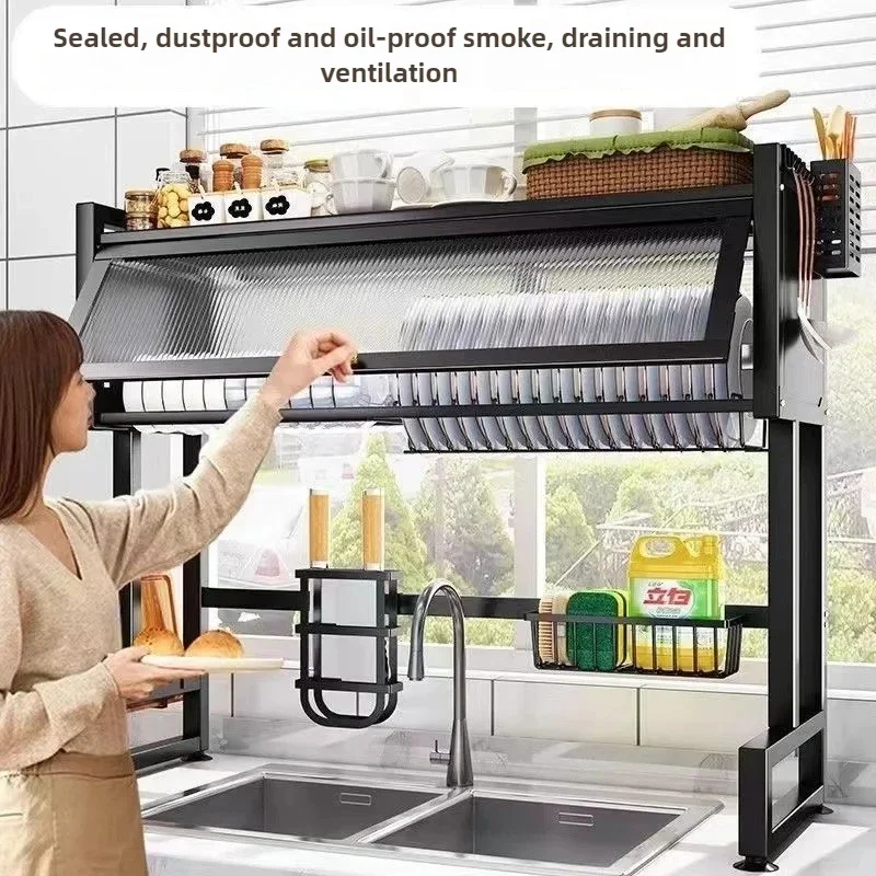 Stainless Steel Kitchen Cabinet Over-the-Sink Dish Drying Rack Multi-Organizer Sink Shelf for Kitchen Kitchenware