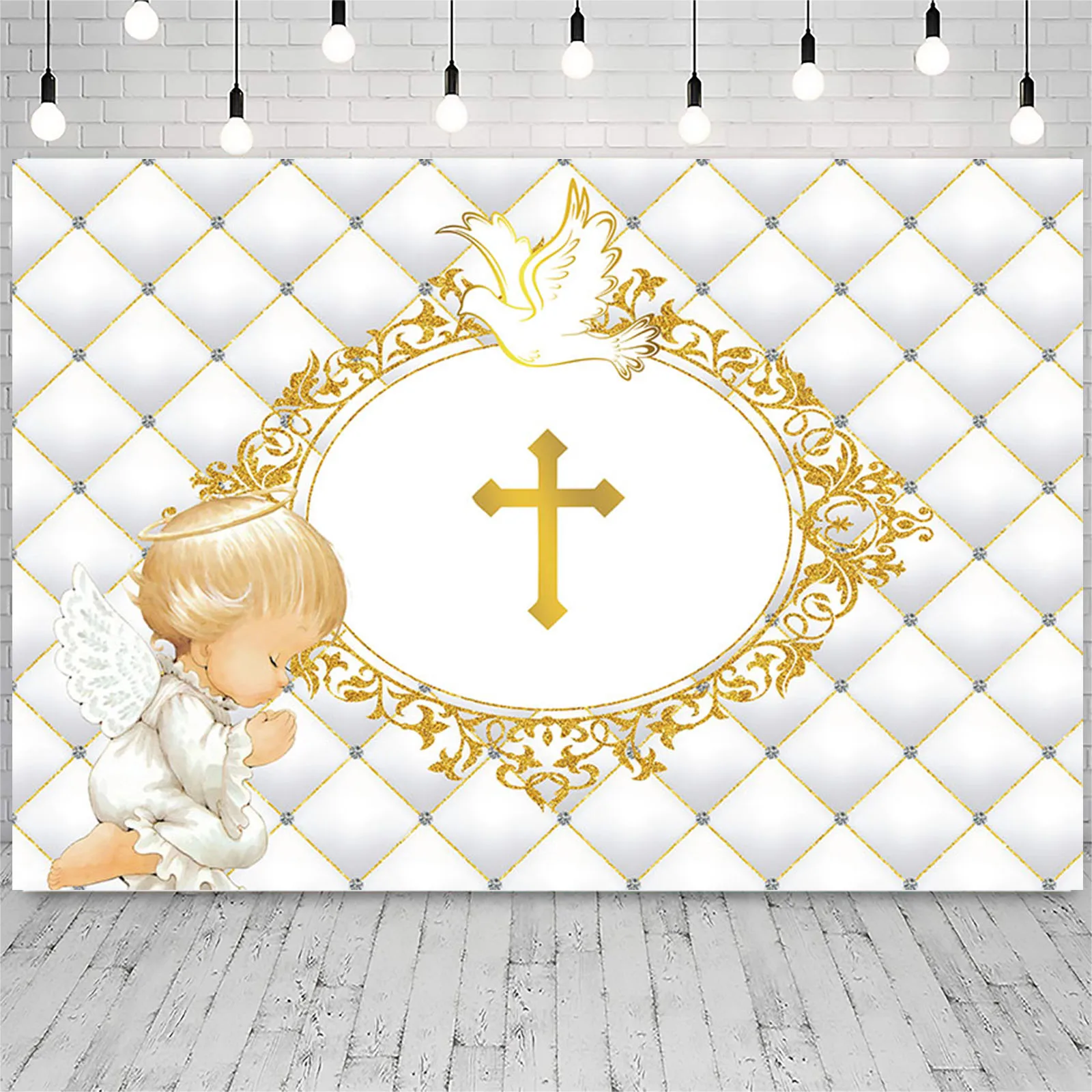 Baptism Photography Background Little Angel White Pigeon Religious Backdrop God Bless First Communion Christening Party Decor