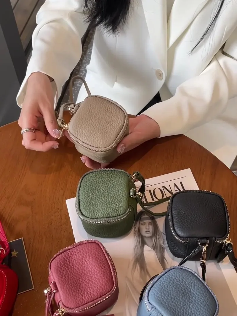 

Винтажная кожаная косметичка, органайзер для помады, сумка для хранения, портативный дорожный органайзер, стильный мини-кошелек для мелочи