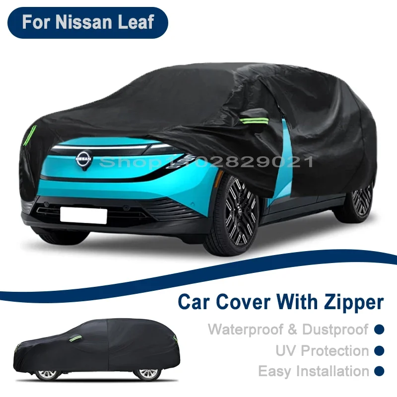 

Outdoor Full Vehicle Cover For Nissan Leaf - Side Zipper Design, Waterproof Dustproof Sun Protection Car Cover