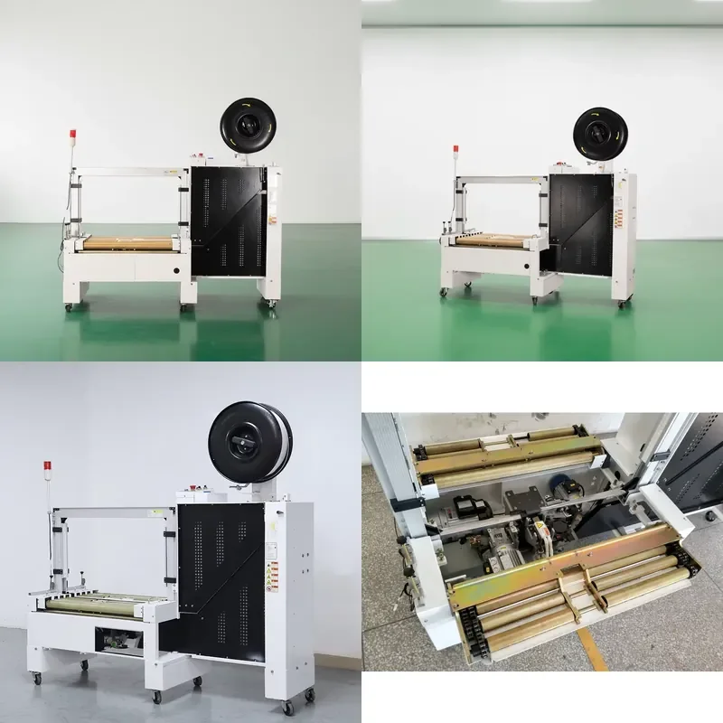 for Starscreativity MH-102B PLC Control Automatic Electric Low Platform Online PP Strapping Machine with Carton 220-480V