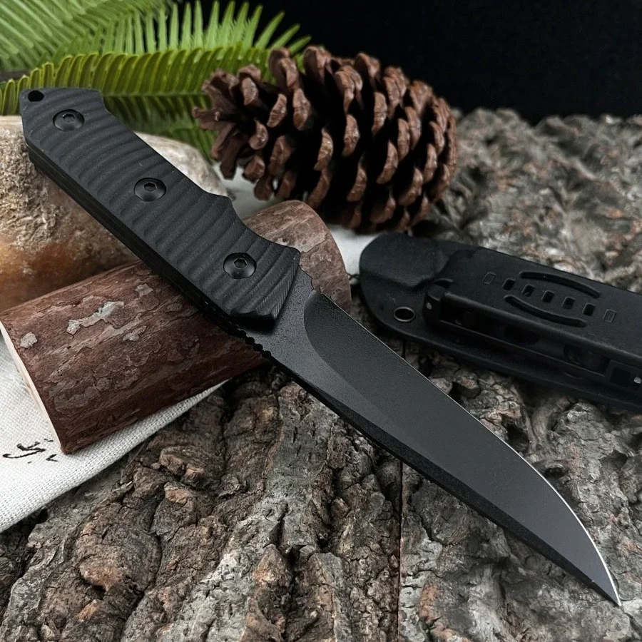 

Z.0160 Профессиональный тактический нож 7Cr13Mov Blade Черный G10 Ручка Высокая твердость Портативный альпинистский нож Нож для пикника и фруктов