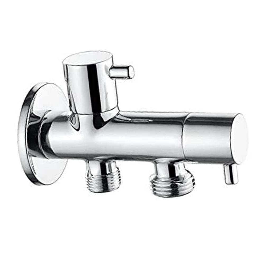 Dual Outlet Bidet Spray Faucet Silver Zinc Alloy 1 To 2 Water Valve For Toilet Cleaning And Washing Machine Plumbing Tool