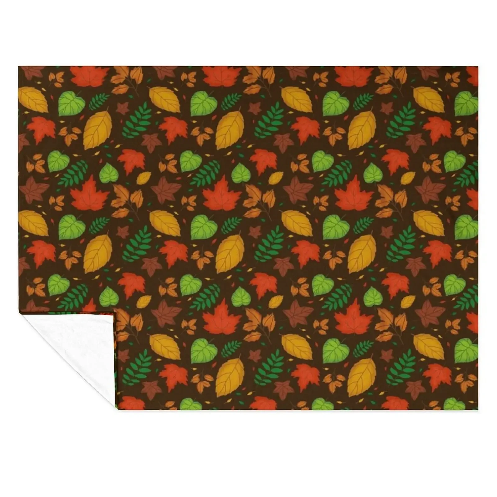 

Autumn fall summer leaves pattern orange green and yellow leaves (brown background) Throw Blanket Baby Large anime Blankets