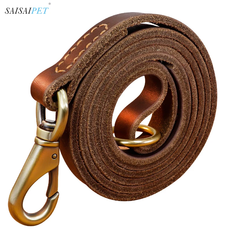 First Layer Cowhide Dog Walking Dog Leash Medium and Large Dog Labrador Golden Retriever Special Leather Large  Rope