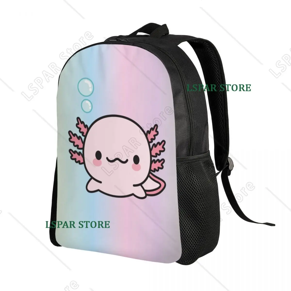 Custom Cute Axolotl Backpack for Women Men School College Student Bookbag Fits 15 Inch Laptop Kawaii Animal Relaxolotl Bags