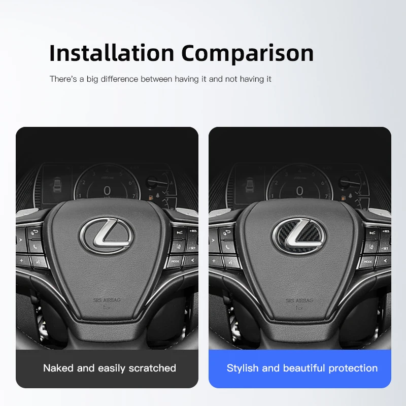 عجلة توجيه سيارة ملصقات الزخرفية ألياف الكربون شعار لكزس F SPORT ES RX NX LS UX LM LX GX LC RZ IS CT GS RC HS SC TX #2