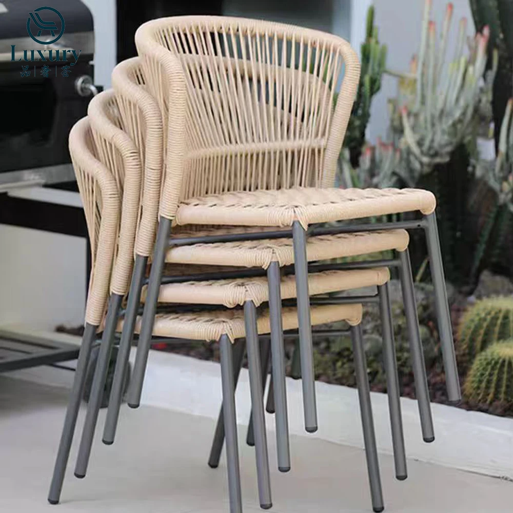 

Modern Stackable Wicker Rattan Aluminum Frame Eco-Friendly Outdoor Dining Chairs for Living Room & Villa Garden Use