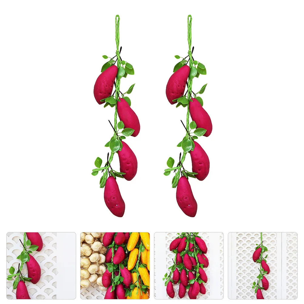 

2Pcs Artificial Sweet Potato Hanging Strings Simulated Vegetable Decor Photography Props Farm Decor Farmhouse Decorations