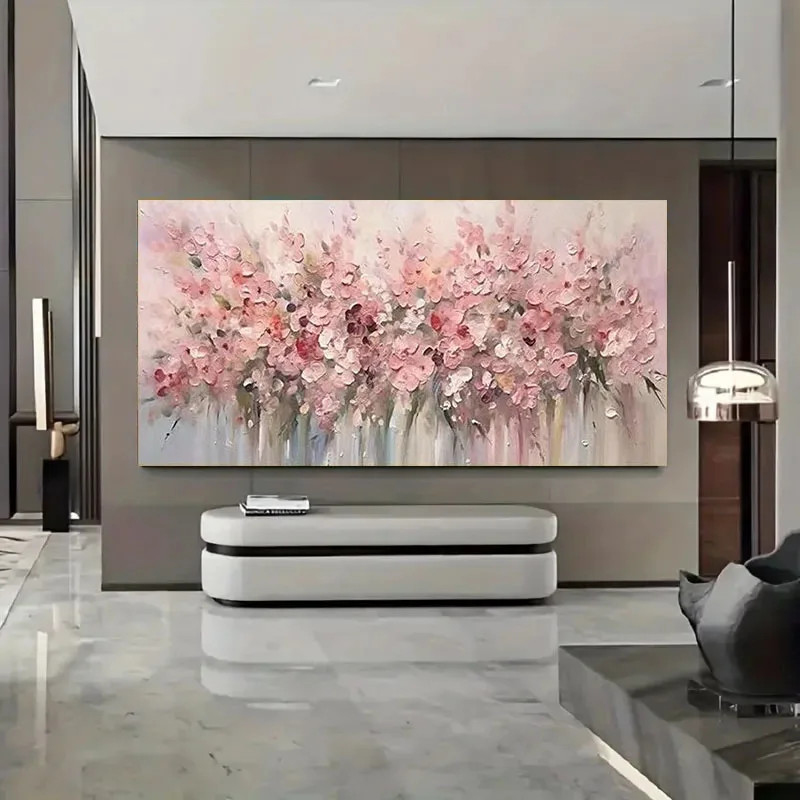 

Unframed Modern Abstract Pink Cherry Blossom Wall Art Poster for Decorating Living Room, Bedroom, Home Office, Modern Mural