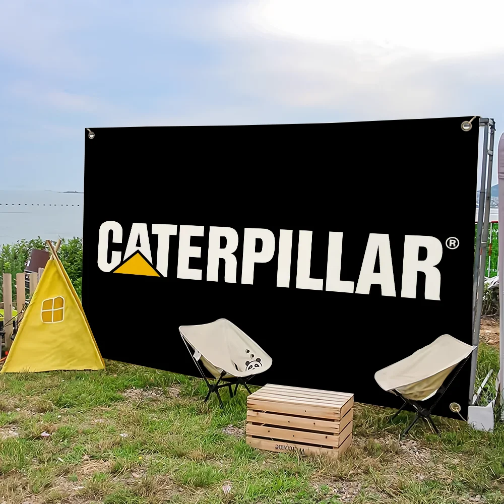 Bannière de camping en plein air, drapeau pour pique-nique de chat design, vêtements en ébc-anthracite, décoration de la maison d'art de fête, bulldozers