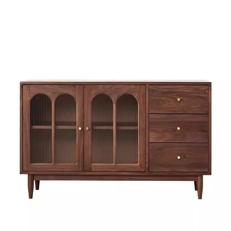 

North American black walnut dining side cabinet, modern simple solid wood tea cabinet, log antique living room storage locker